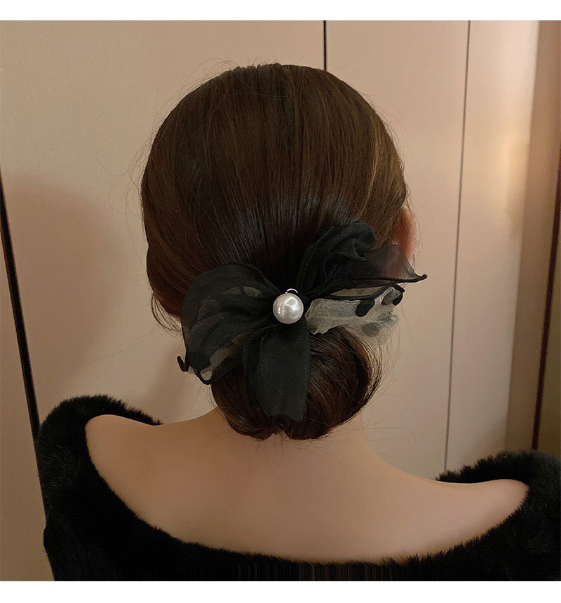 Silk Pearl Bow Bow Large Hair Tie Hair Rubber Band Hair Rope display picture 5