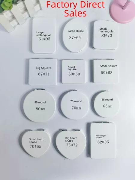 Square round PU pure white leather portable double-sided folding small mirror convenient cosmetic mirror factory direct supply