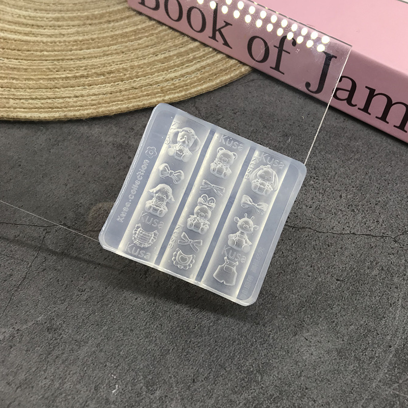 跨境批发蝴蝶结硅胶美甲模具立体链条串珠浮雕花纹穿戴甲装饰工具|undefined