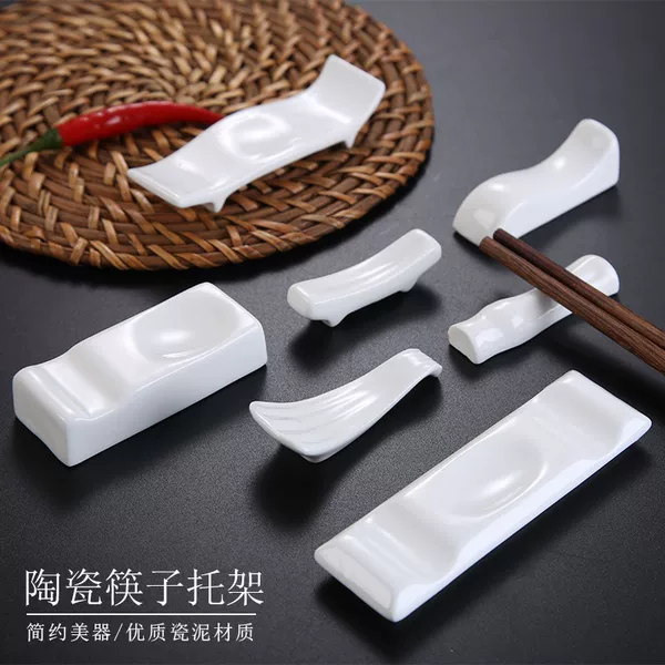 Wholesale Hotel Tableware Pure White Gold-Edged Ceramic Chopstick Holder Dual-Purpose Multi-Use Chopstick Rest Chopstick Holder Spoon Rest