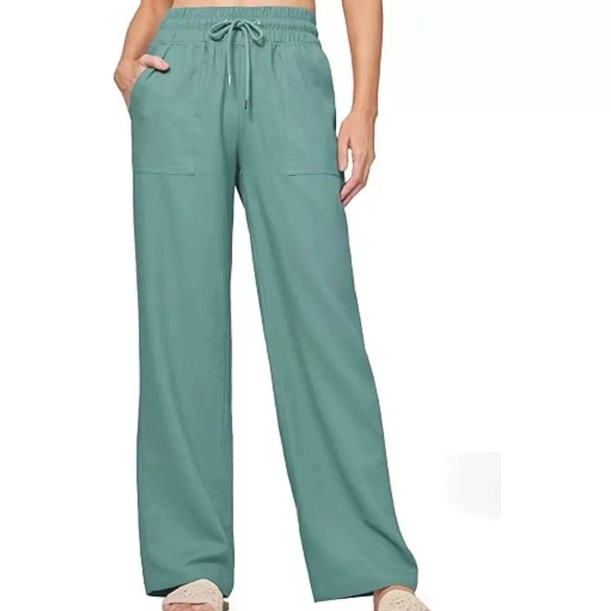 Amazon трансграничные женские льняные повседневные брюки хлопчатобумажные льняные повседневные пляжные летние брюки с карманами талии шнур