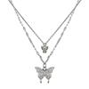 Korean version of the trendy elegant wind inlaid diamonds, butterfly pendant double -layer necklace cold air collarbone chain Douyin live