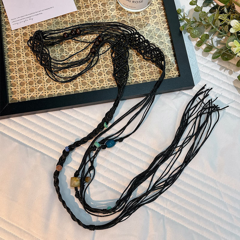 Cuerda de la cintura popular Bohemia tejida cuerda de cáñamo cadena de la cintura cinturón delgado vestido del todo-fósforo de las mujeres joyería transfronteriza al por mayor