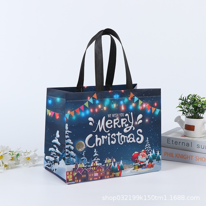 Bolso no tejido de Navidad bolso de mano logotipo personalizado gran película de dibujos animados transfronterizos alta sensación bolsa de embalaje de regalo
