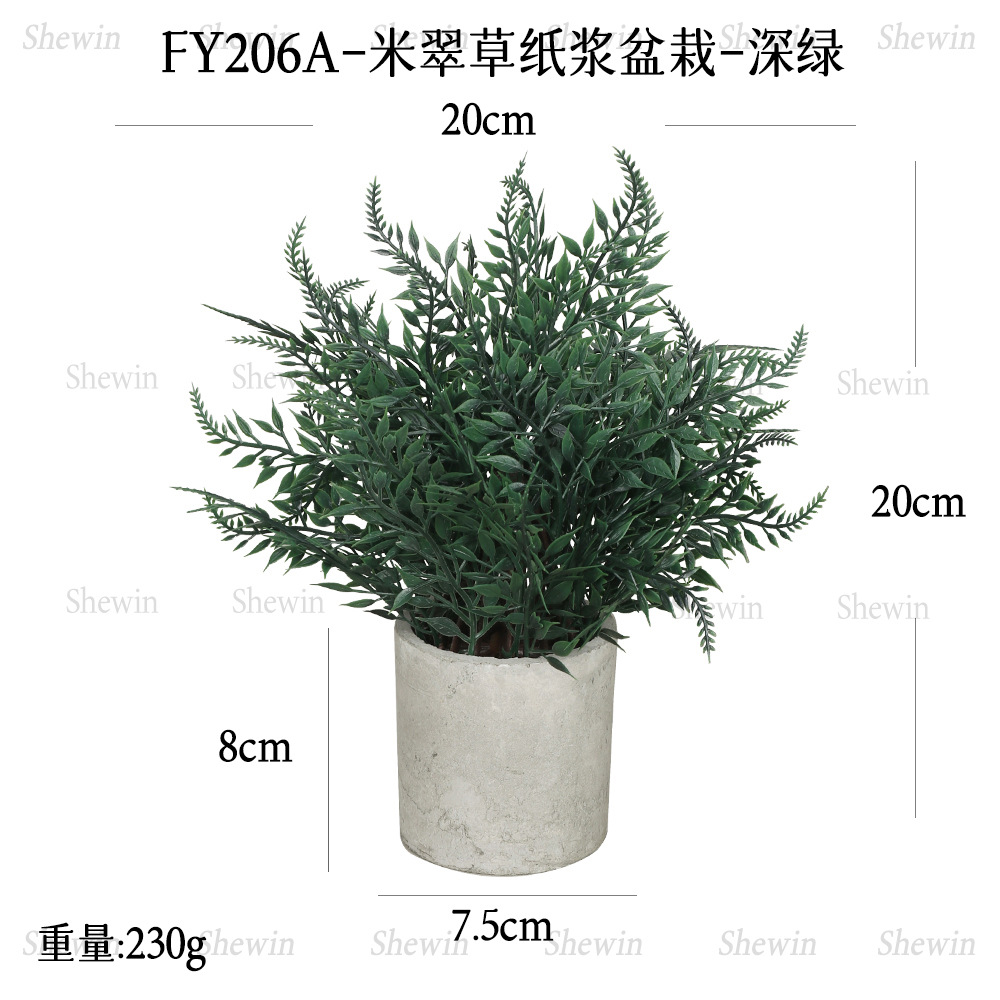 Más de 240 combinaciones populares de macetas con plantas verdes artificiales, decoraciones para el hogar, flores artificiales, bonsáis cilíndricos de pulpa de papel.
