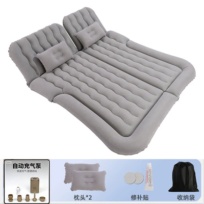 Car inflatable bed, SUV Vehicle-mounted inflatable bed - 64-size-suv-trunk-with-flocked-gray-interior-wireless-air-pump-camping-light