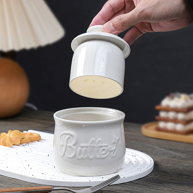 Amazon Temu Ceramic Butter Can Cheese Butter Storage Tank with Lid Set Household Butter Cans Can Determine Color