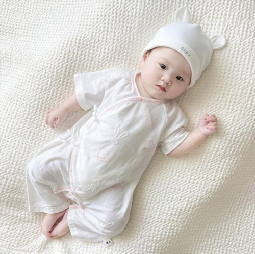 One-piece baby short-sleeved summer fresh temperament baby belly protection monk suit Chinese style diagonal lapel thin hayi AliExpress