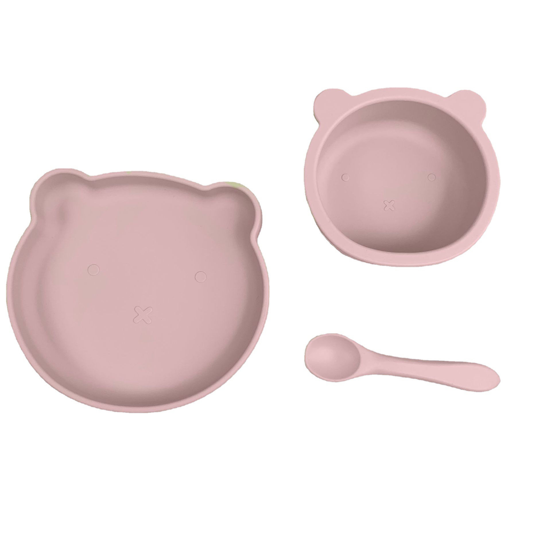 [recommended] Food Grade Silicone Baby Feeding Tableware Baby Complementary Food Eating Children Tableware Set 3-piece Set
