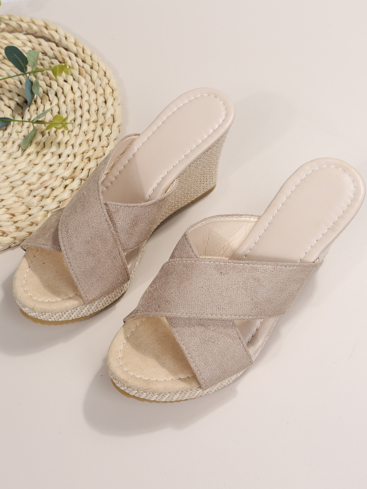 Beige White High Heeled Sandals