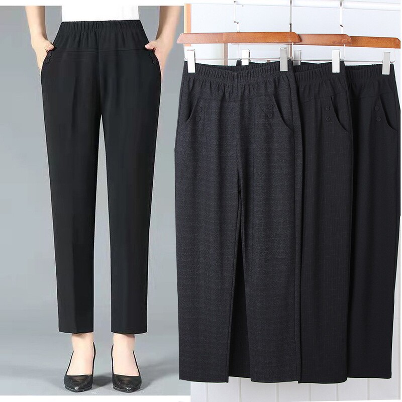 Shake fast live broadcast spring and autumn women's middle-aged pants women's straight pants middle-aged mother pants plier pants plus size women's pants