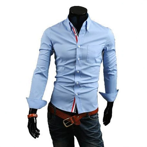 Foreign Trade Shirt 2022 Men's Casual Shirt Ribbon Decoration Fashion Simple Shirt 9007