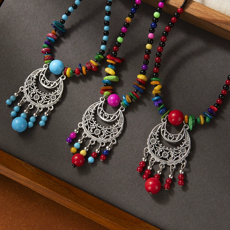 Трансграничный ретро национальный ветер лоб цепочка цветной бисер с кисточками подвеска головной убор женский богемный стиль тибетский лоб