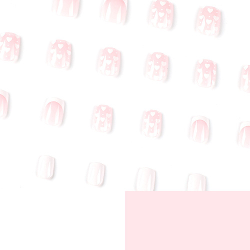 穿戴美甲白边法式小爱心穿戴美甲成品批发美甲成品假指甲穿戴指甲