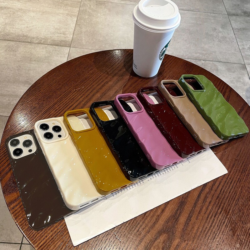 Solid Color Three-Dimensional Wave Pattern Suitable for iPhone 16E Wrinkled Phone Case Apple 17 Solid Color Glossy Protective Cover Solid Color Three-Dimensional Wave Pattern Suitable for iPhone 16E Wrinkled Phone Case Apple 17 Solid Color Glossy Protective Cover
