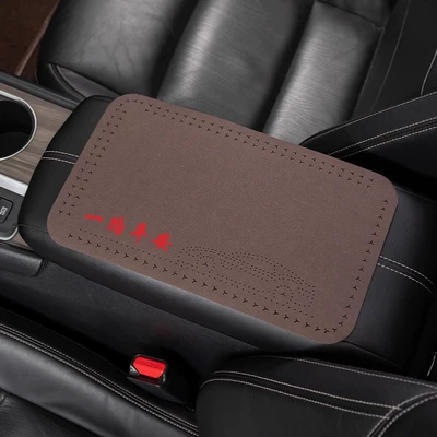 box cover plush four seasons | Armrest box pad - suede-armrest-mat-safe-journey-mocha-brown