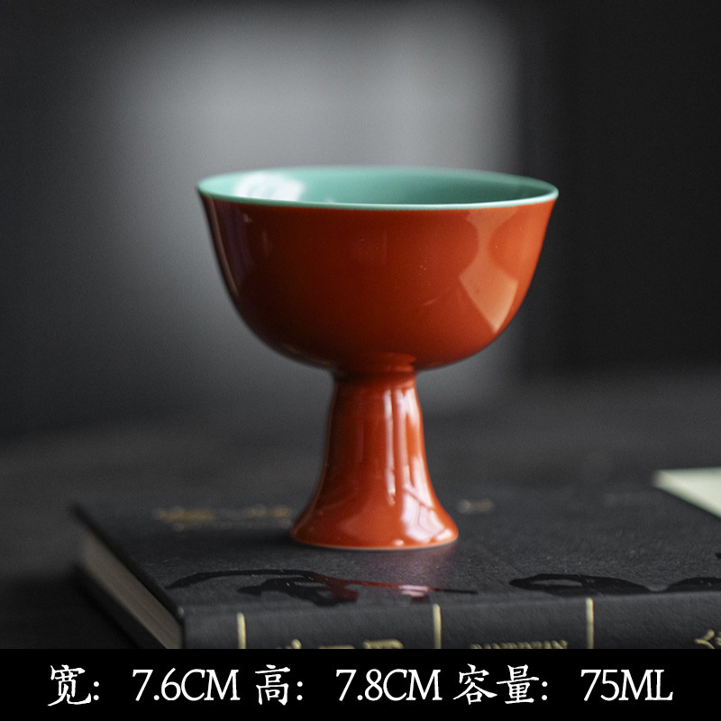 墨己故宫红内釉松石绿功夫茶具陶瓷盖碗茶壶茶杯壶承茶道配件合集|undefined