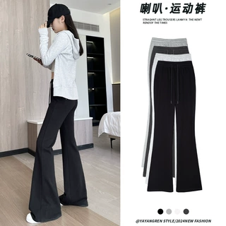 微喇运动裤女秋冬2026新款高腰显瘦黑色卫裤休闲小个子直筒喇叭裤