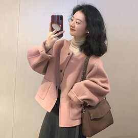 秋冬小香风毛呢外套女春秋季新款爆款早秋短款粉色呢子休闲韩系