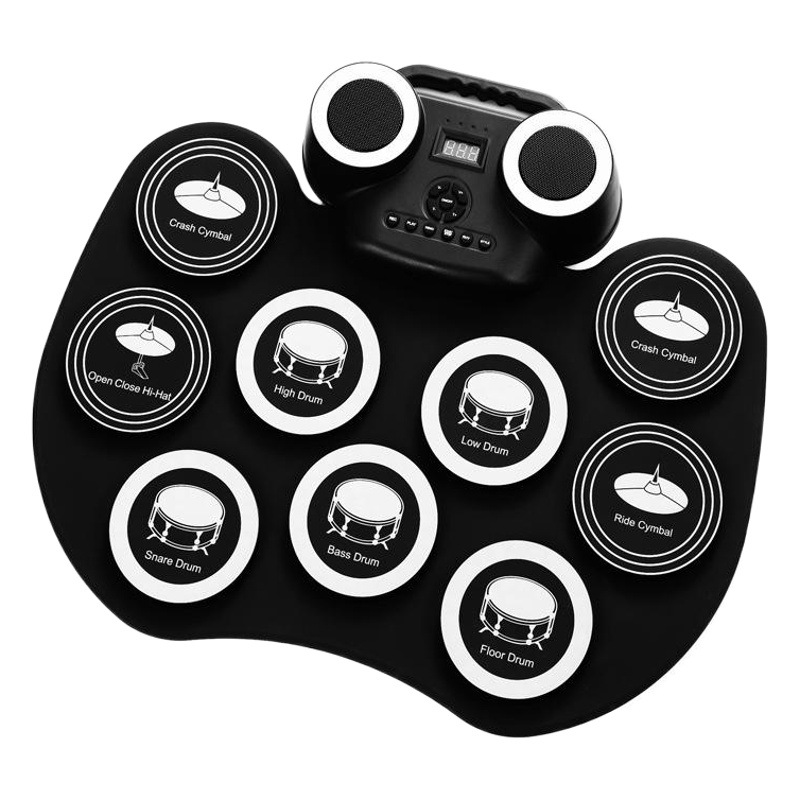 WERSI tambor electrónico portátil rollo de mano tambor electrónico luz intermitente Bluetooth tambor incorporado batería de litio con altavoz