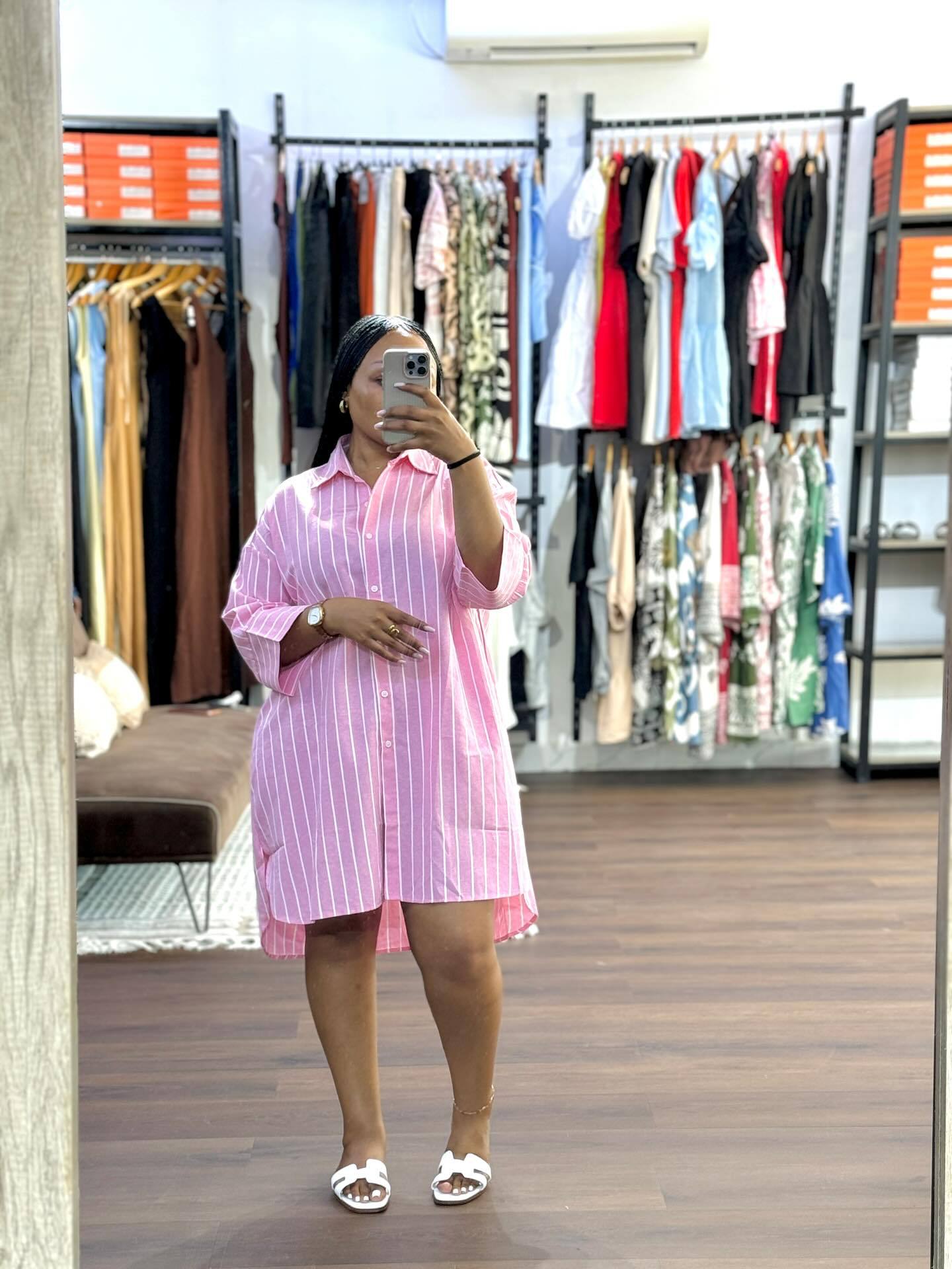 Camicia rigata oversize da donna blusa a maniche lunghe chic_voghion.com