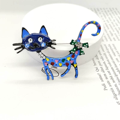 New Cartoon Enamel Cat Yaxa sancaqları - x0418-cartoon-blue