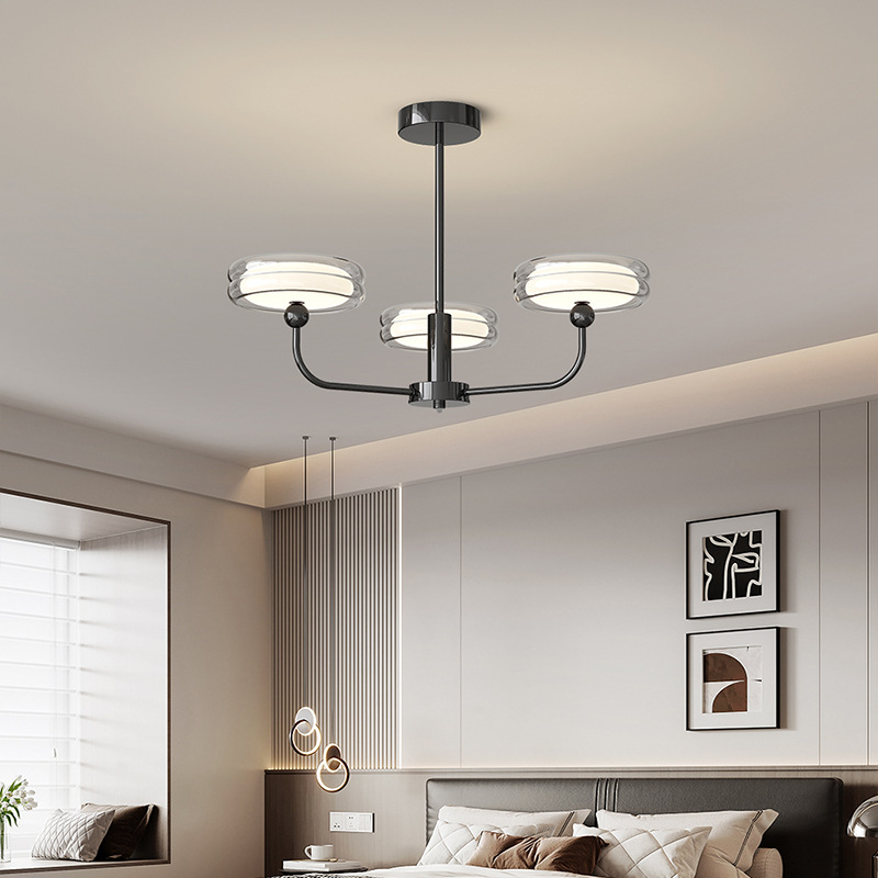 Lámpara de sala de estar, lámpara de araña de rama, lámpara principal de sala, lámpara de protección ocular LED de espectro completo de estilo crema simple moderna