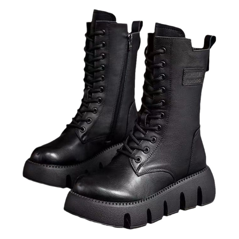 Comercio exterior transfronterizo 2023 Nuevas botas Martin forradas de lana de algodón grueso botas de media pantorrilla botas de nieve de fondo grueso botas individuales de mujer gruesas