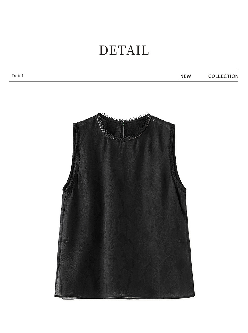 Áo hai dây organza ren cổ tròn phong cách thanh lịch mùa hè — Màu đen chi tiết 35