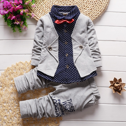 New children's clothing hot-selling spring and autumn sets, direct sale for boys, children's clothing shirt sets of three false sets