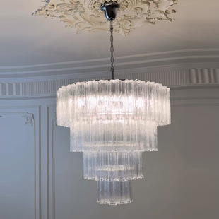 法式MURANO客厅灯轻奢中古别墅复式楼梯吊灯美式玻璃主卧室灯餐厅-阿里巴巴