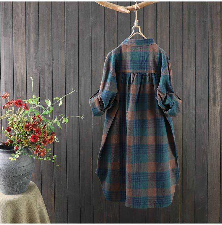 476g Weight Long Sleeve Sleeve Length Single Breasted Placket Type Regular Sleeve Sleeve Type Polyester, Polyester Fabric Type Mid-Length (65cm <Length ≤ 80cm) Top Length Cardigan, Shirt Tops Type Shirt Collar Neckline Loose Fit Type Lattice Pattern Temperament Commuter, Commute style Style Casual Plaid Shirt Women's Midi Loose New Style Plus Size Long Sleeve Top Trendy Spring Autumn 2025 New Arrival 3