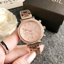 钻石不锈钢防水手表低价女表摆地摊手表gc watch潮牌三眼装饰手表