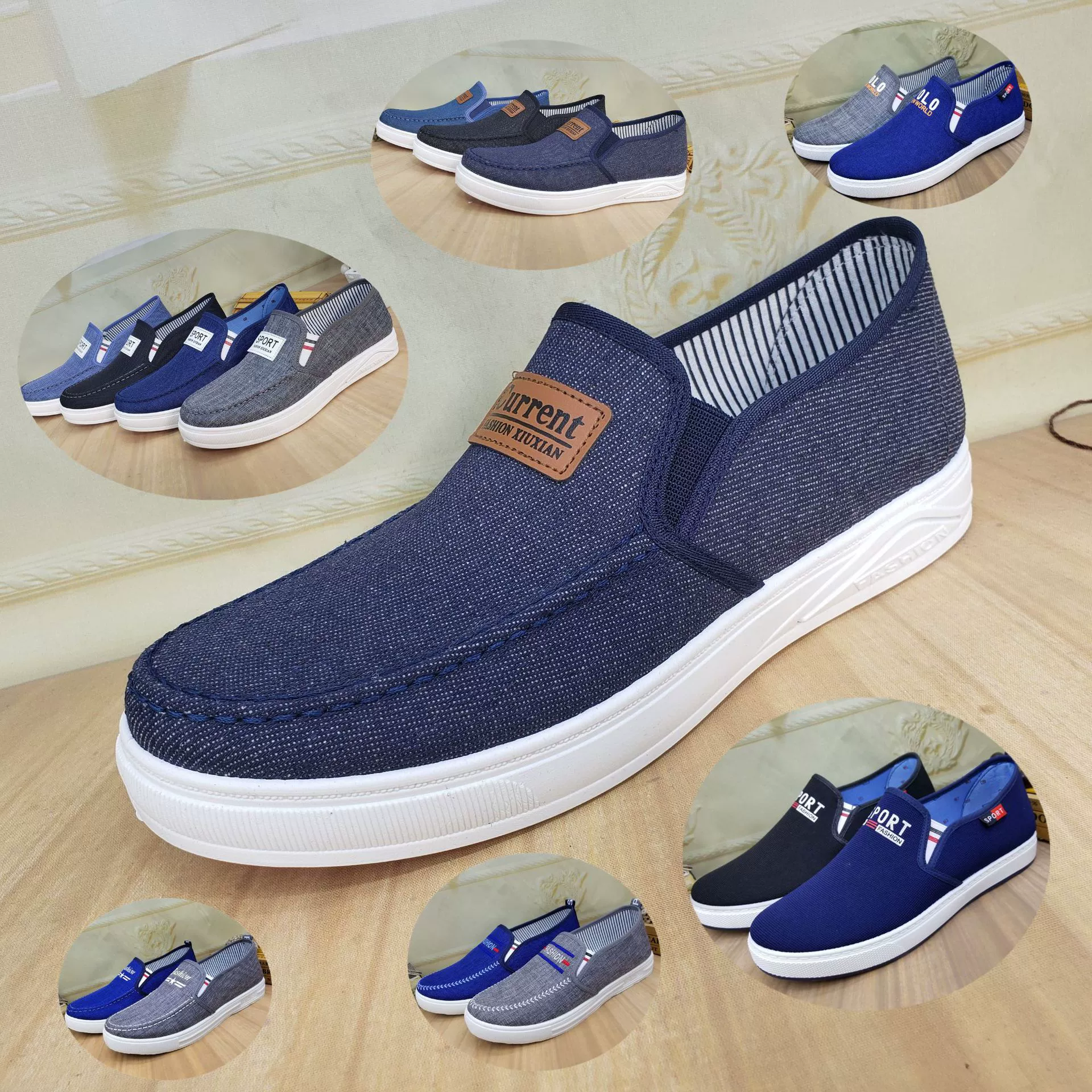 [Розничная торговля, включая фрахт] Новая Мужская одинарная льняная джинсовая подошва с говяжьей подошвой, спортивная обувь для отдыха и студенческих досок