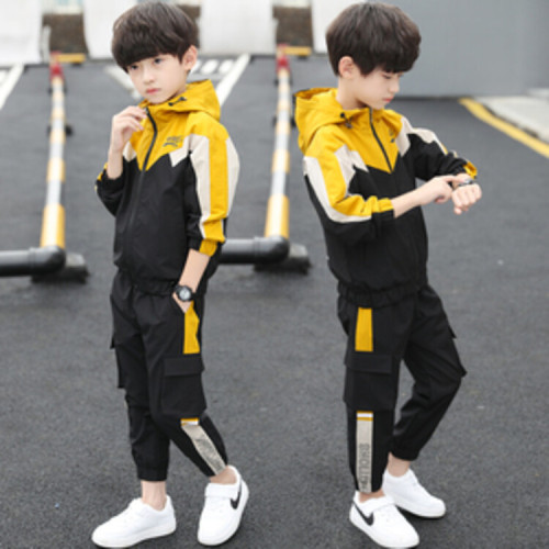 Children's Autumn Set 8 for Boys, 9 Sports Clothes, 10 Medium-Size Kids Autumn, 12 Korean Style Fashion Two-Piece Set for 15-Year-Olds