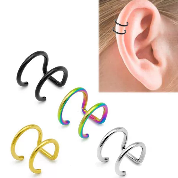 Cross-border stainless steel U-shaped ear clip nose clip titanium steel C- type non-ear hole lip ring ear bone nail non-perforated lip nail