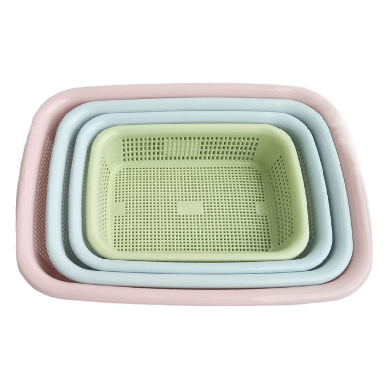 Colador de plástico grueso rectangular, para lavar arroz, verduras y clasificación de paquetes, criba cuadrada.