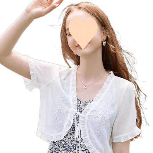 Women's open-style thin sundress from 2025, chiffon top with spaghetti straps, suitable for layering with a small shawl, summer pairing with a skirt