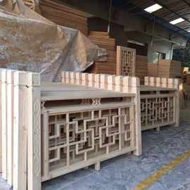 东阳木雕中式仿古实木花格栏杆寺庙长廊镂空雕花楼梯扶手护栏定制