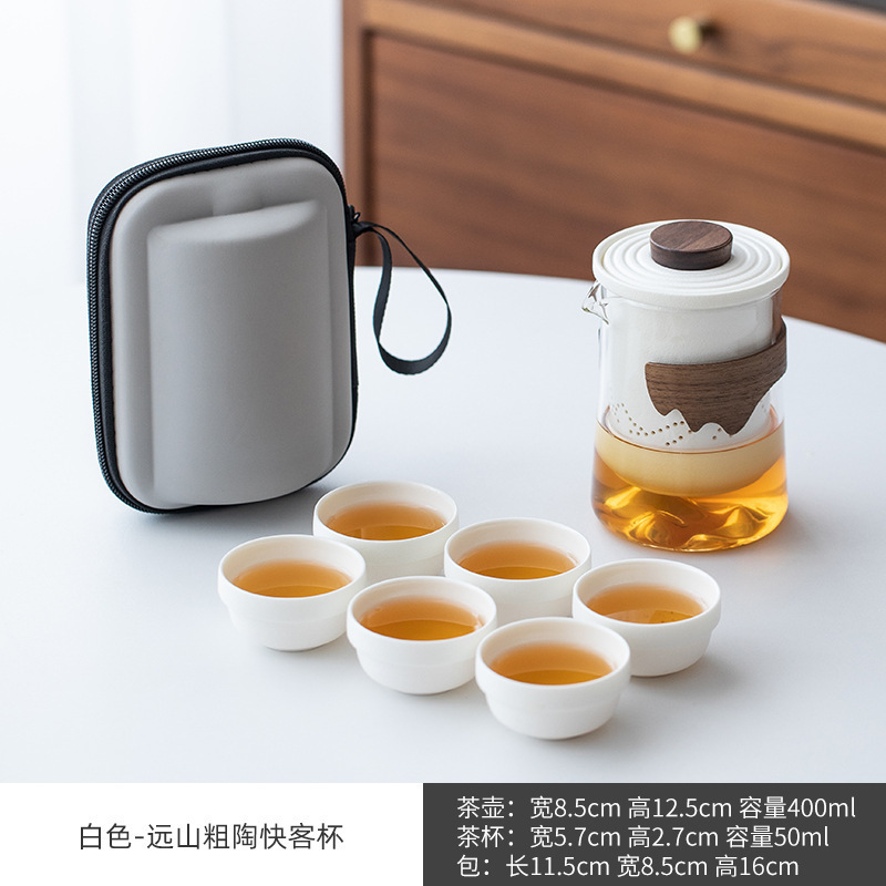 Large capacity pot with six cups (white)