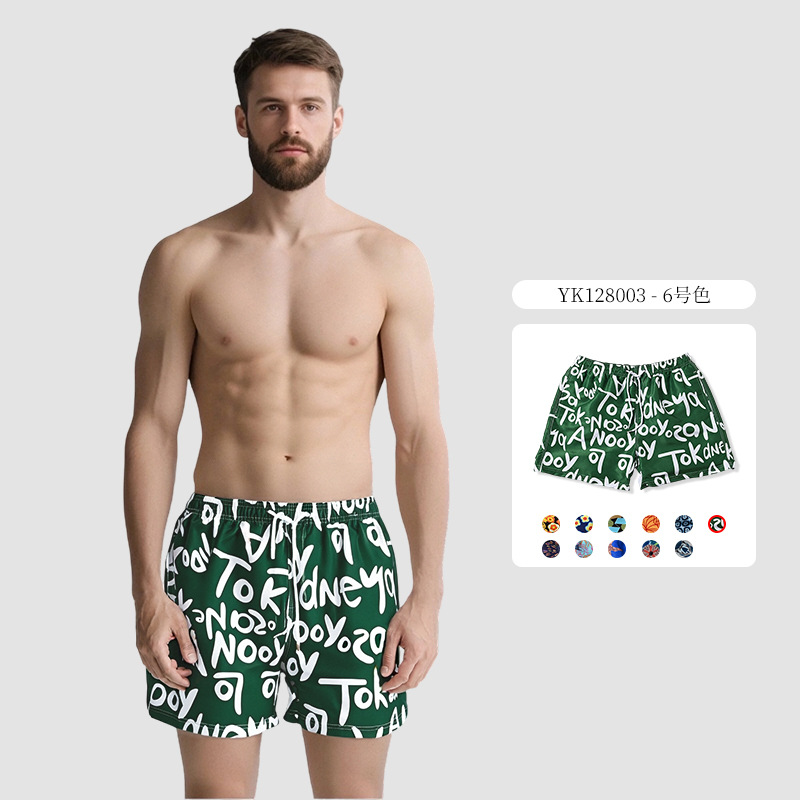 Pantalones de cuatro puntos con estampado de piel de melocotón para hombre de verano Pantalones de baño casuales de tamaño europeo Pantalones de playa de vacaciones de surf de secado rápido