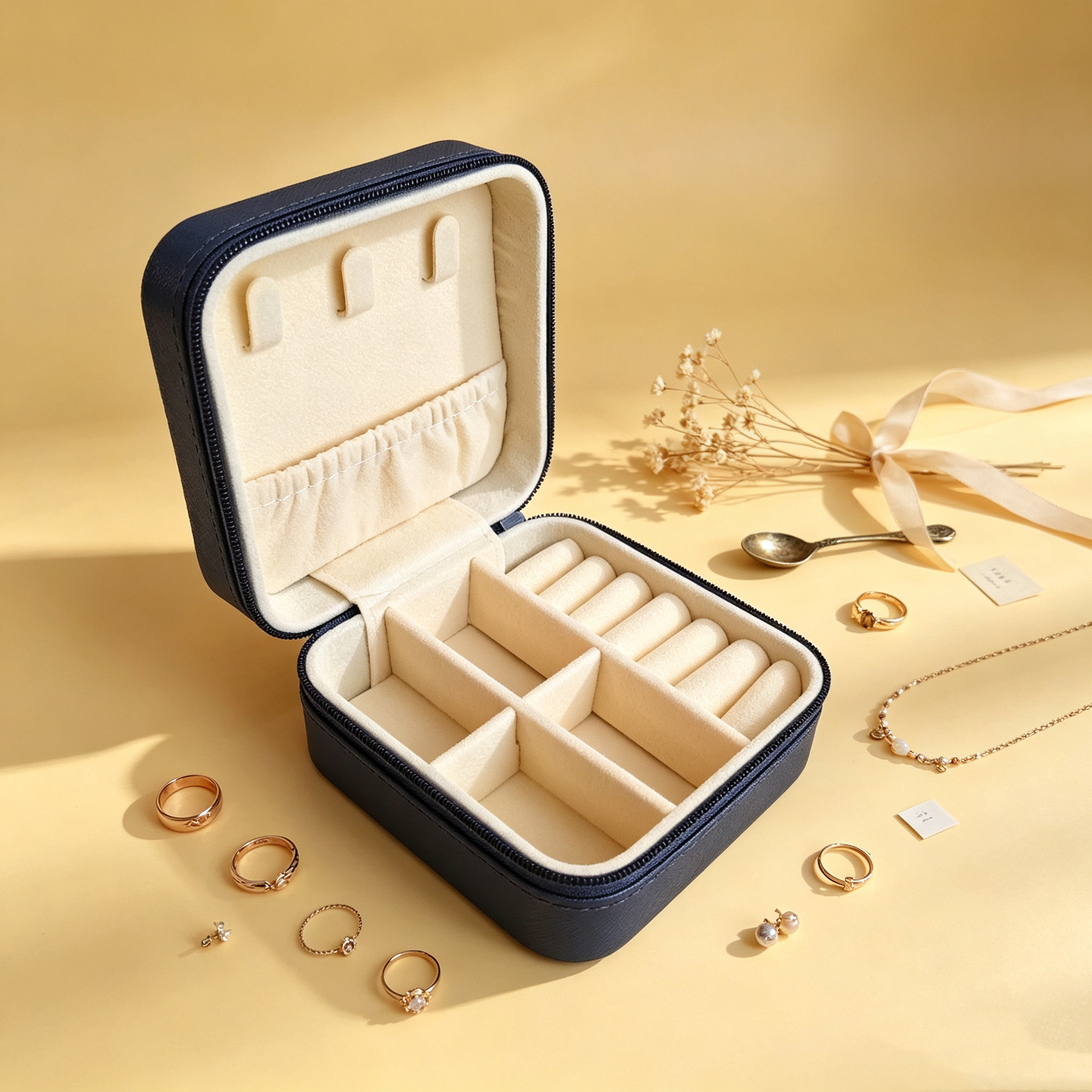 Caixa de joyería de cuero portátil para viajar caja de almacenamiento anillo collar de brazalete bolsa de joyería a prueba de polvo image 18