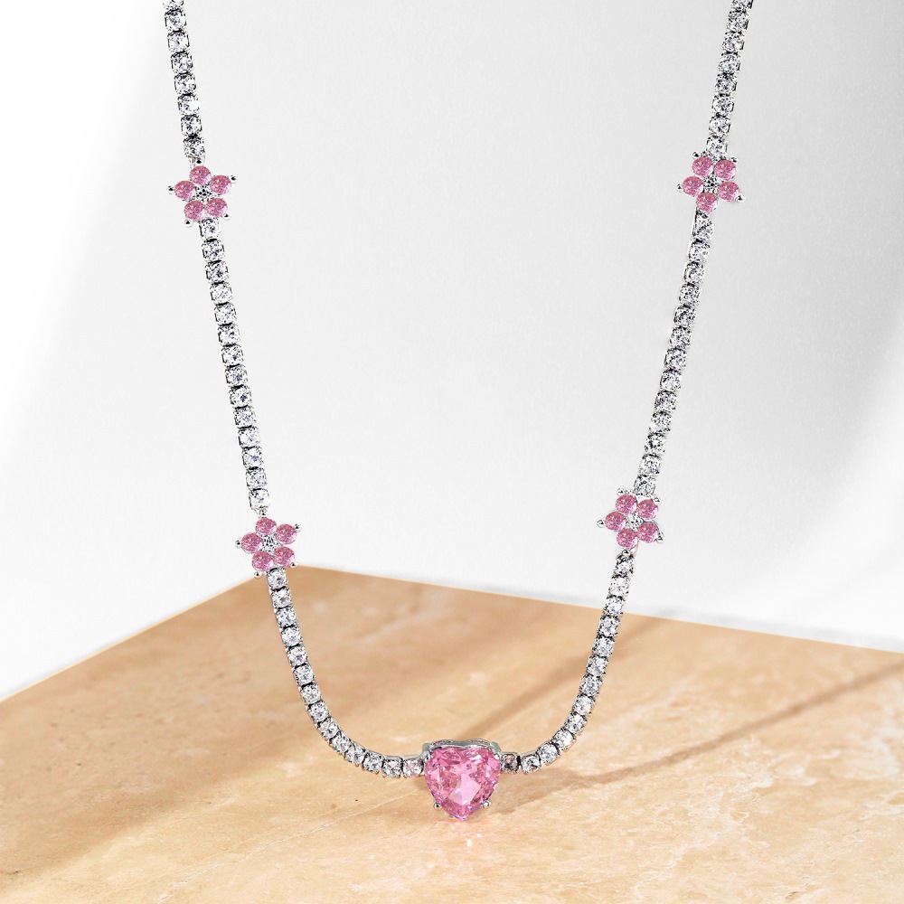 15g Weight Zircon, High Carbon Diamond Inlay Material Necklace Classification 925 sterling silver Chain Material 1 Piece Quantity Holiday, Tea Party Occasion 925 Sterling Silver Material Heart Shape, Rectangle Pattern Women's Gender Inlay Design Simple Style, Shiny Style 925 Sterling Silver Zircon High Carbon Diamond Inlay Heart Shape Rectangle Necklace 29