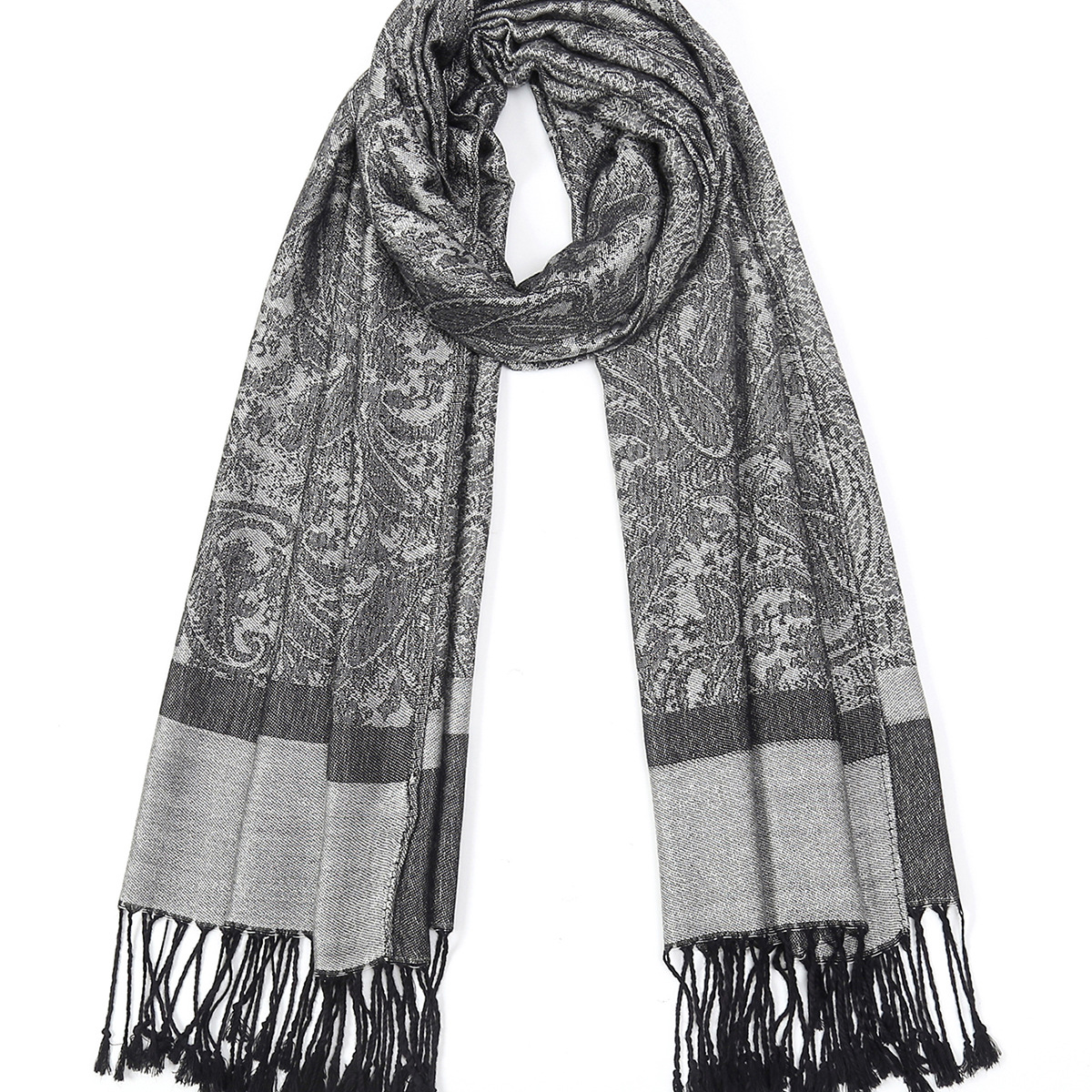 Chal pashmina mujer estampado paisley estilo étnico con borlas_voghion.com