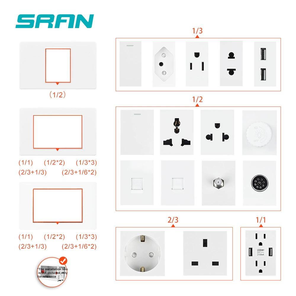 118 PC panel 20A South America Brazil socket with USB type C charging port manufacturer direct sales concealed installation