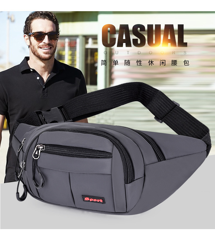 Nylon fashionable sports waist bag, multi-functional fitness crossbody chest bag, outdoor cycling close-fitting mobile phone anti-theft waist bag undefined
