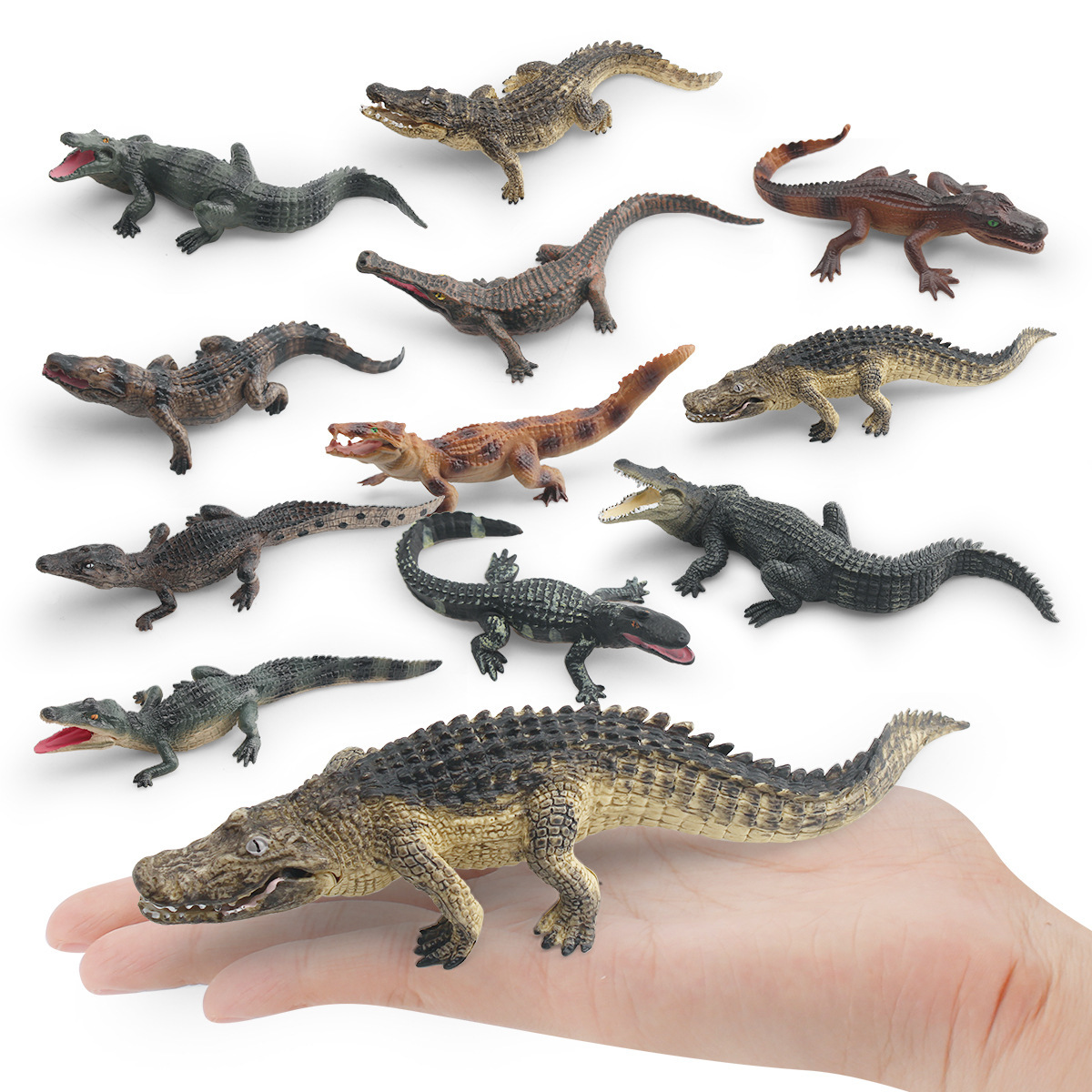 Transfronterizos infantiles simulación anfibio cocodrilo modelo cocodrilo imperador cocodrilo Yangtze mandíbula móvil estático juguete de decoración