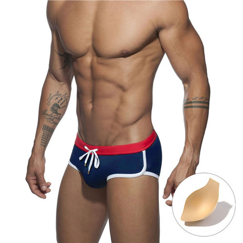 Men's Sexy Plain Triangular Swim Trunks with Cup Support, 3D Simple and Minimalist Quick-Dry Triangular Swim and Beach Trunks for European and American Men