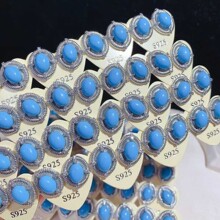 厂家批发天然松石镶嵌s925银针简易耳饰品质如图松石耳钉耳饰