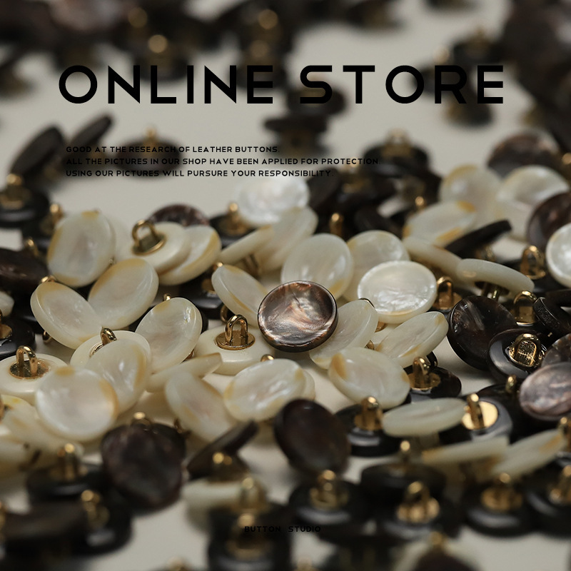 MOSN imitation shell round high button long sleeve shirt resin small button knitted cardigan sweater clothing buckle